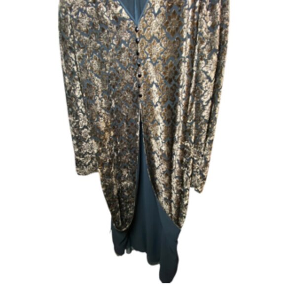 BADGLEY MISHKA STUDIO FAUX VELVET MAXI JACKET- 12 - Picture 6 of 7